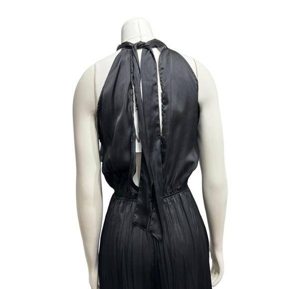 New Zara Satin effect halter jumpsuit with ruffles Sz XS - Picture 6 of 9